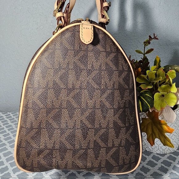 Michael Khors Grayson Monogram Leather Trim Handbag EUC - Picture 6 of 17